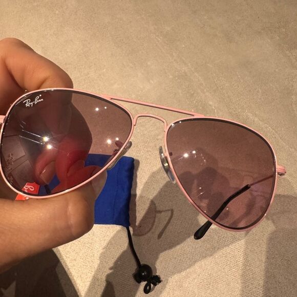 Kids Ray Ban aviator sunglasses pink - Picture 5 of 7